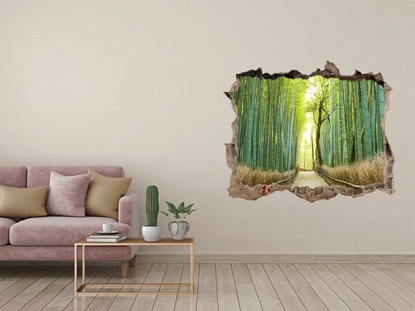 Adesivo buco nel muro Foresta di bambù al sole
