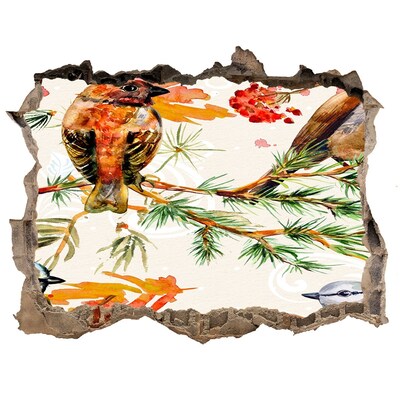 Sticker buco nel muro Uccelli in un paesaggio forestale