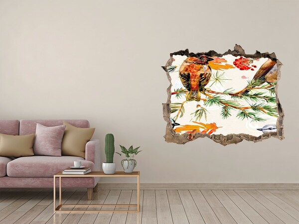 Sticker buco nel muro Uccelli in un paesaggio forestale