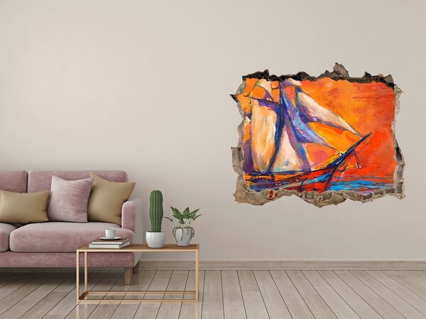 Finto buco nel muro 3D Tramonto sul mare