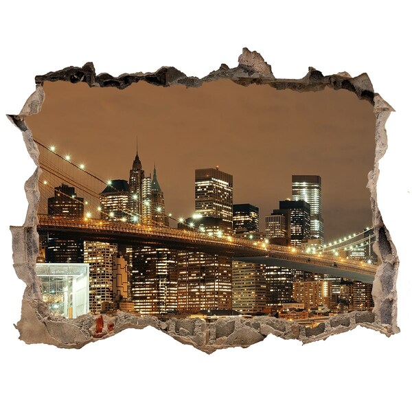 Sticker buco nel muro Lo skyline di New York di notte