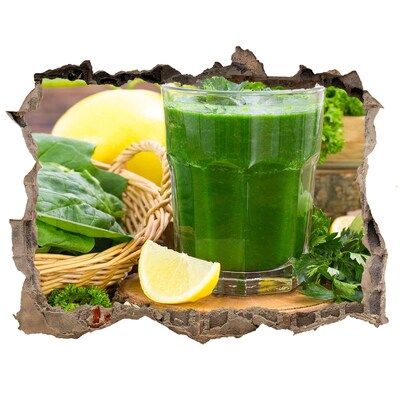 Finto buco nel muro 3D Cocktail verde in un ambiente naturale