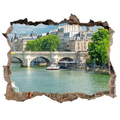 Sticker buco nel muro Vista di Parigi attraverso un buco nel muro