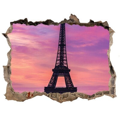 Sticker buco nel muro La Torre Eiffel al tramonto