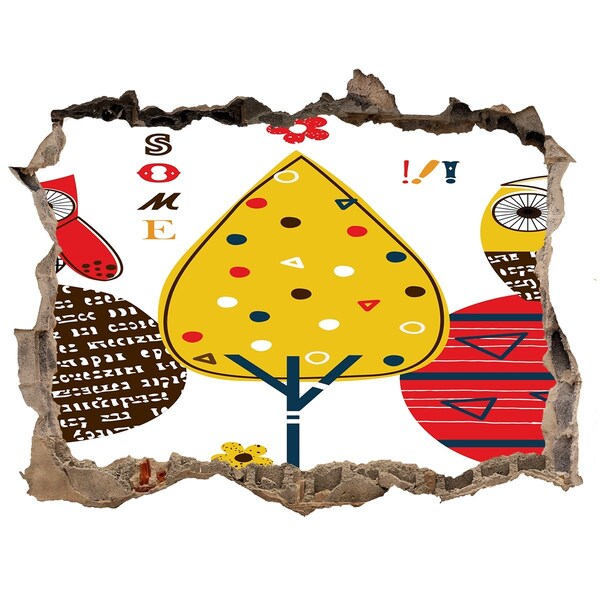 Adesivo buco nel muro Alberi colorati in un buco nel muro