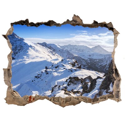 Finto buco nel muro 3D Paesaggio montano in inverno