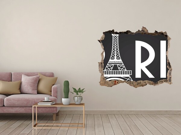 Sticker buco nel muro La Torre Eiffel in rovina