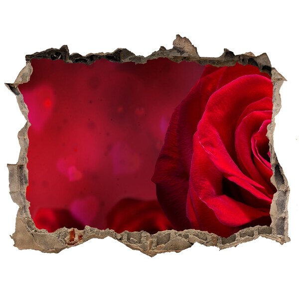 Adesivo buco nel muro Rose rosse a forma di cuore
