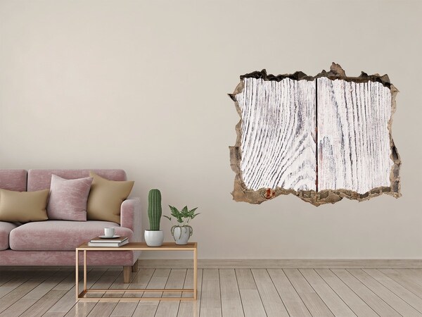 Sticker buco nel muro Tavola di legno in un muro danneggiato