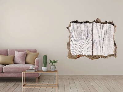 Sticker buco nel muro Tavola di legno in un muro danneggiato