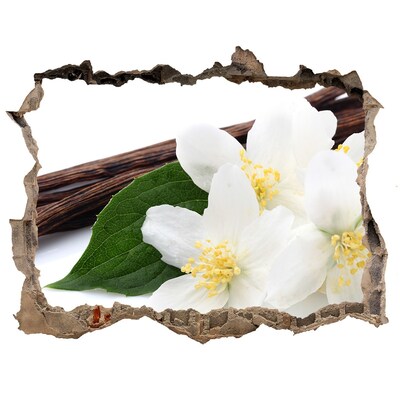 Adesivo buco nel muro Fiori di gelsomino nel cemento