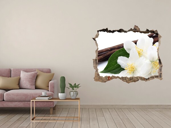 Adesivo buco nel muro Fiori di gelsomino nel cemento