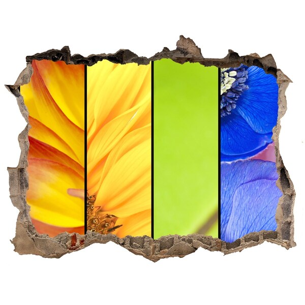 Adesivo buco nel muro Il mondo floreale dietro il muro