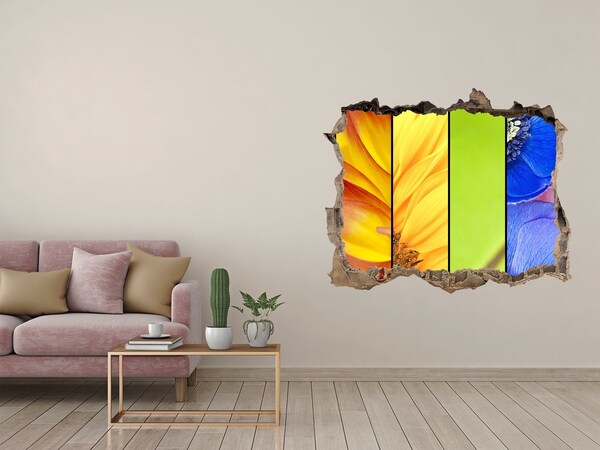 Adesivo buco nel muro Il mondo floreale dietro il muro