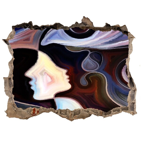 Adesivo buco nel muro Volti nel caos dei colori