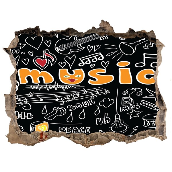 Sticker buco nel muro Il mondo musicale dietro il muro