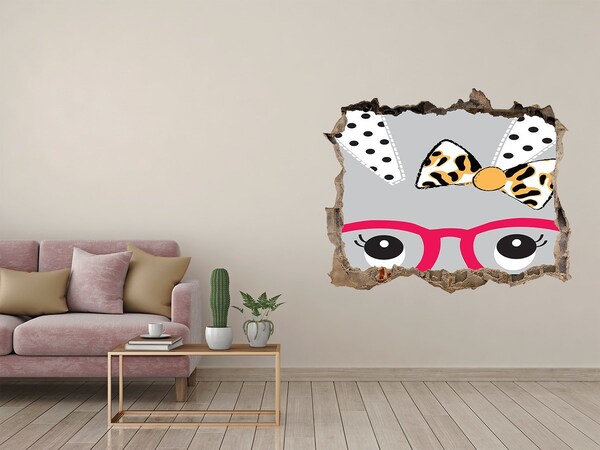 Sticker buco nel muro Gattino con gli occhiali