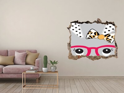 Sticker buco nel muro Gattino con gli occhiali