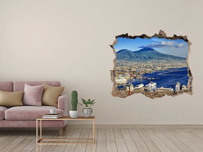 Sticker buco nel muro Veduta di Napoli con il Vesuvio