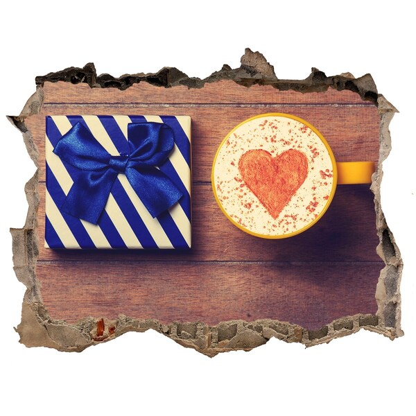 Adesivo buco nel muro Regalo di caffè con un cuore