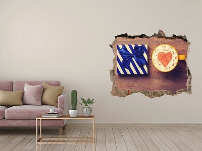 Adesivo buco nel muro Regalo di caffè con un cuore