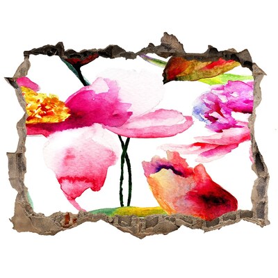 Finto buco nel muro 3D Giardino fiorito dietro il muro