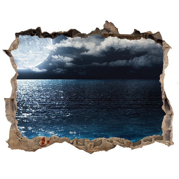 Adesivo buco nel muro Vista notturna del mare
