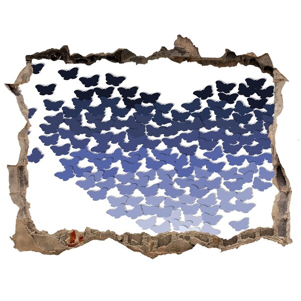 Finto buco nel muro 3D Farfalle nelle profondità blu