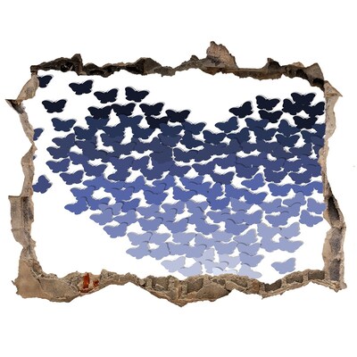 Finto buco nel muro 3D Farfalle nelle profondità blu