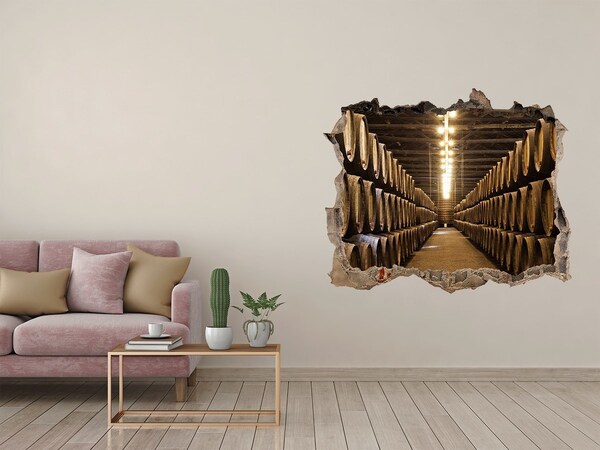 Adesivo buco nel muro Interno di una cantina con botti