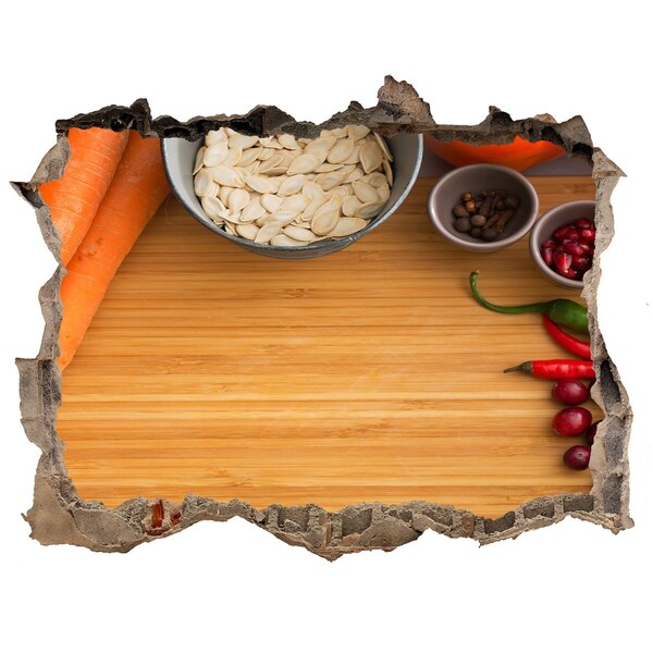 Finto buco nel muro 3D Vista della cucina da dietro il muro