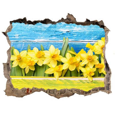 Sticker buco nel muro Un paradiso di fiori dietro il muro