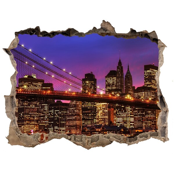Sticker buco nel muro Lo skyline di New York di notte