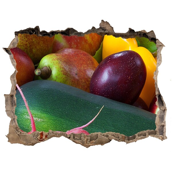 Sticker buco nel muro Frutta e verdura in un buco nel muro