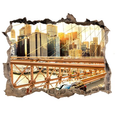 Finto buco nel muro 3D Ponte di Brooklyn al tramonto