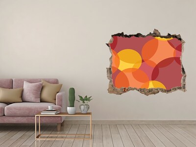 Finto buco nel muro 3D Cerchi colorati su uno sfondo di cemento
