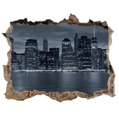 Finto buco nel muro 3D Vista notturna dello skyline di New York