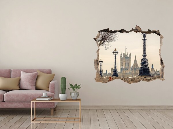 Adesivo buco nel muro Veduta di Londra