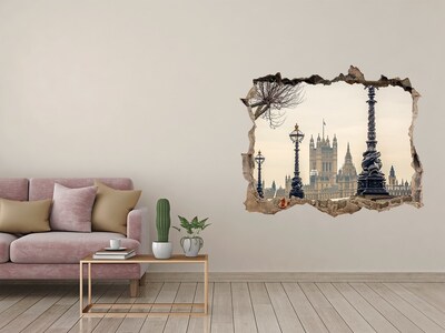 Adesivo buco nel muro Veduta di Londra