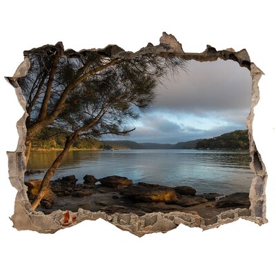 Sticker buco nel muro Pace in riva all'acqua