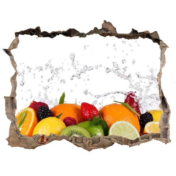 Finto buco nel muro 3D Frutta fresca in un'esplosione d'acqua