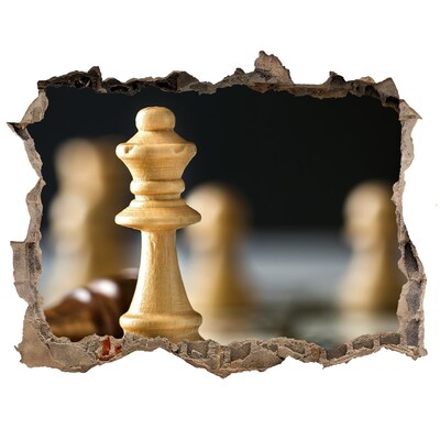 Sticker buco nel muro Giocare a scacchi attraverso un buco nel muro