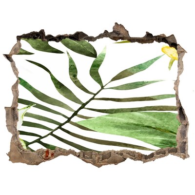 Sticker buco nel muro Una palma verde che spunta da un buco nel muro