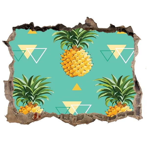 Adesivo buco nel muro Ananas su sfondo turchese