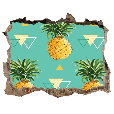 Adesivo buco nel muro Ananas su sfondo turchese