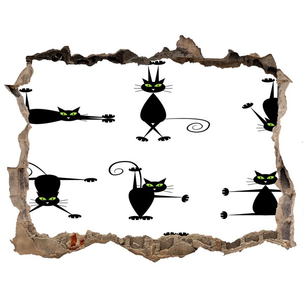 Sticker buco nel muro Gatti neri su sfondo bianco