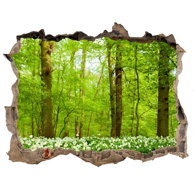 Finto buco nel muro 3D Una foresta verdeggiante in fiore