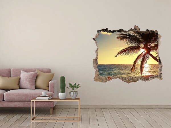 Finto buco nel muro 3D Tramonto sulla spiaggia