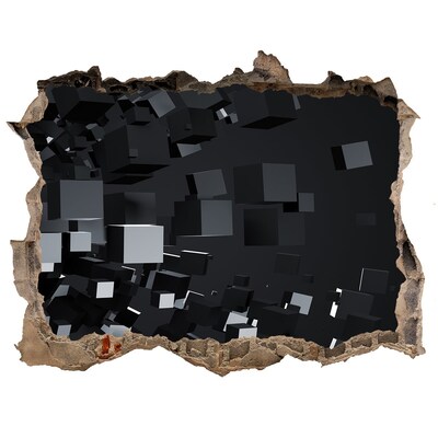 Adesivo buco nel muro Cubi neri nello spazio 3D