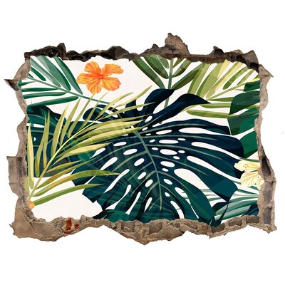 Finto buco nel muro 3D Un paradiso tropicale tra le foglie